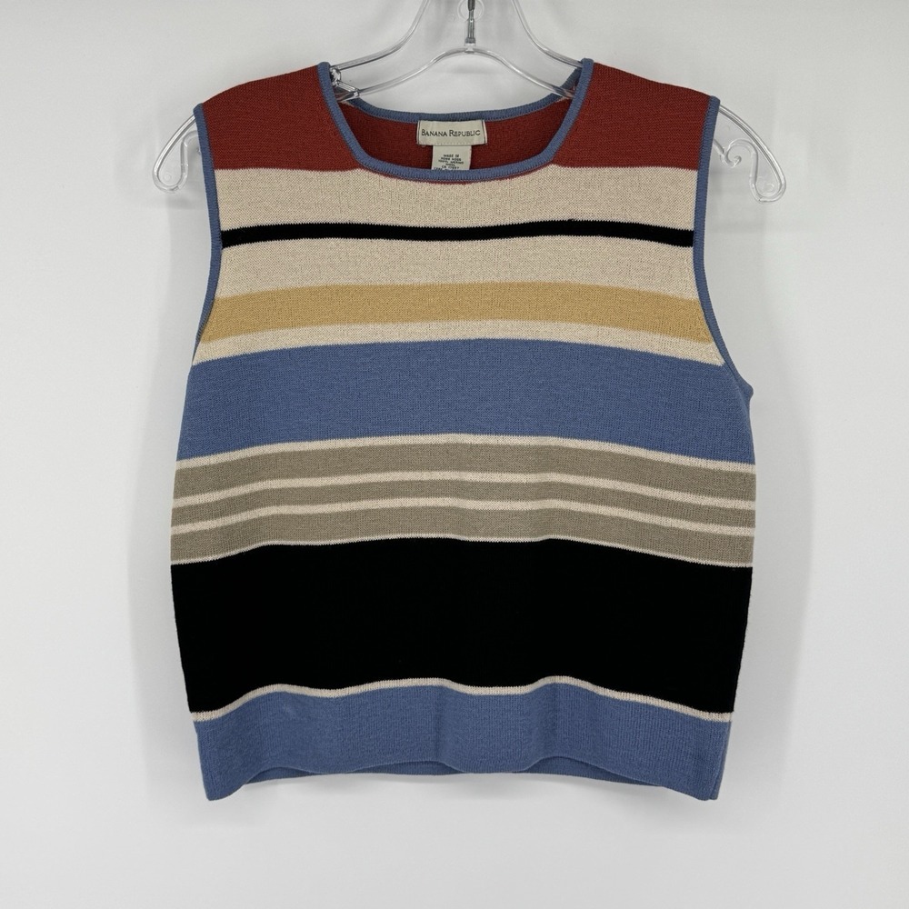 Banana Republic Womens Small 100% Merino Wool Striped Sweater Shell‎ Colorblock